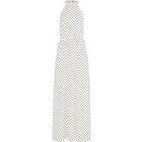 Long Tall Sally Women's Tall Spot Halter Neck Dress in White | Size: 16