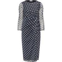 Yours Women's Polka Dot Maxi Dress in Dark Navy | Size: 24