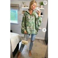 CY Women's Oversized Long Sleeve Shirt In Green Paisley Scarf Print
