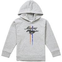 Ford Mustang Stripes Youth Pull-Over Hoodie, Athletic Heather in Light Grey | Size: 7-8 Years