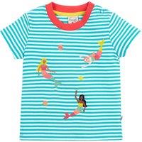 Frugi Girl's Ennis Embroidered T-Shirt in Blue | Size: 3-6 m