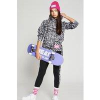 Beat Girlz Club Girl's 'Savannah' Animal Print Snoody in Black | Size: 13-14 Years
