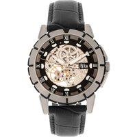 Reign Men's Philippe Automatic Skeleton Leather-Band Watch in Silver