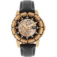 Reign Men's Philippe Automatic Skeleton Leather-Band Watch in Gold