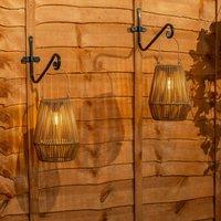 ValueLights Natural Faux Bamboo Solar Powered Outdoor 2 Pack Garden Lantern Lights