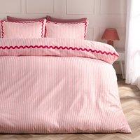 OHS Stripe Wave Border Bedding Set Microfibre Duvet Cover with Pillowcase in Pink | Size: King