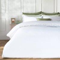 OHS Scallop Edge Bedding Set Microfibre Duvet Cover with Pillowcase in White | Size: Double