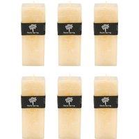 Nicola Spring Square Vanilla Pillar Candles - 110 Hours - Cream - Pack of 6 in Beige