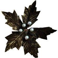 Melody Maison Set Of 2 Green Velvet Poinsettia Picks Decorations - 20cm