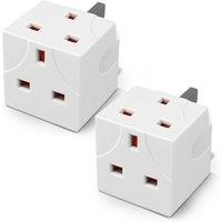 Desiretech 2 Way Adaptor - 2 Pack - UK Double Plug Adapter with 13A Fuse in White