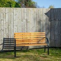 Samuel Alexander Ambleside 2 Person Outdoor Metal Wooden Garden Patio Bench in Brown