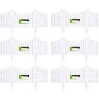 Samuel Alexander 6 x 33cm 4 Piece Set White Wood Effect Picket Fence Garden Edging | Size: 6 x 33 cm