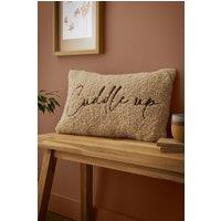 Fusion 'Cuddle up' Textured Embroidered Rectangular Filled Cushion in Natural | Size: 30 cm x 50 cm
