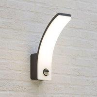 CGC Lighting Paris Graphite Curved LED Wall Light with PIR Motion Sensor Full Opal Front Diffuser in Dark Grey
