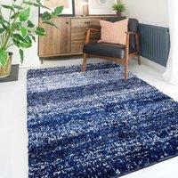 Kukoon Navy Blue Striped Mottled Shaggy Rug in Dark Navy | Size: 80 cm x 150 cm