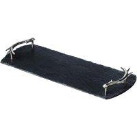 Selbrae House Slate Serving Tray - Small - Antler Handles - Gift Boxed in Dark Grey