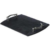 Selbrae House Slate Serving Tray - Medium - Antler Handles - Gift Boxed in Dark Grey | Size: 1 Pack