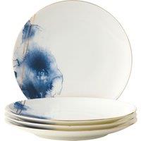 London Boutique Dinner Plates Set 4, Premium Quality Fine China Dinner Sets, Classic Design Watercolour (Dinner Plates Set 4) in White | Size: 1000L
