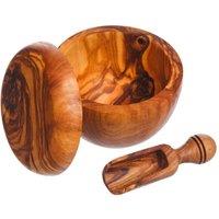 Selbrae House Olive Wood - Salt Pot & Scoop Set in Natural