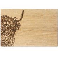 Selbrae House Highland Cow Oak Serving Board in Light Brown