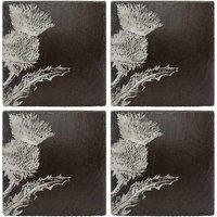 Selbrae House 4 Slate Coasters - Thistle in Dark Grey