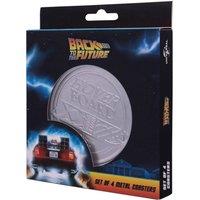 Back To The Future Set of 4 Embossed Metal Coasters in Metallics
