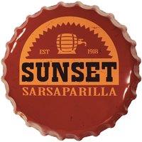 Fallout Sunset Sarsaparilla Large Bottle Cap Tin Sign in Light Red
