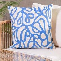 icon Cushion 43x43 Kyoto Fabric - Squiggle Leaf Blue