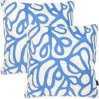 icon 2 Pack Cushion 43x43 Kyoto Fabric - Squiggle Leaf Blue