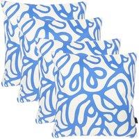 icon 4 Pack Cushion 43x43 Kyoto Fabric - Squiggle Leaf Blue