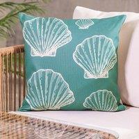 icon Cushion 43x43 Kyoto Fabric, Large Sea Shell in Bottle Green