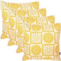 icon 4 Pack Cushion 43x43 Kyoto Fabric, Summer Flower in Yellow
