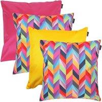 icon 4PK Cushion, x2 Herringbone, x1 Pink x1 Yellow