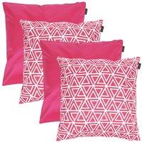 icon 4PK Cushion, x2 Triangle Geo Pink x2 Plain Pink