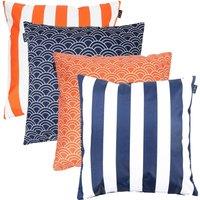 icon 4PK Cushion, Deck Stripe, x2 Navy, x2 Orange