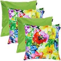 icon 4PK Cushion x2 Painterly Floral x2 Plain Lime