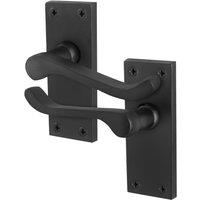 AFIT Black Scroll Door Handles Latch Internal Victorian Backplate 1 Pair | Size: 150mm x 150mm