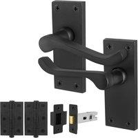 AFIT Black Scroll Handle Latch Hinges Set (64mm) 1 Pair | Size: 150mm x 150mm