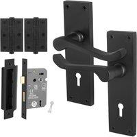 AFIT Black Scroll Handle Sashlock Escutcheon Hinges (64mm) 1 | Size: 150mm x 150mm