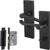 AFIT Black Scroll Bathroom Handle WC Lock Privacy Set 64mm | Size: 150mm x 150mm