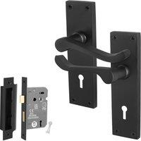 AFIT Black Scroll Handle Sashlock Escutcheon Set (64mm) 1 Pair | Size: 150mm x 150mm