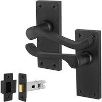 AFIT Black Scroll Door Handle & Latch Set 64mm 1 Pair | Size: 150mm x 150mm