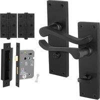 AFIT Black Scroll Bathroom Handle Lock Hinges Set (64mm) 1 Pair | Size: 150mm x 150mm