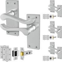 AFIT Satin Chrome Scroll Handle Latch Hinges (64mm) 4 Pairs in Silver | Size: 150mm x 150mm