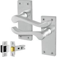 AFIT Satin Chrome Scroll Door Handle & Latch Set 64mm 1 Pair in Silver | Size: 150mm x 150mm