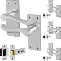 AFIT Satin Chrome Scroll Door Handle & Latch Set 64mm 4 Pairs in Silver | Size: 150mm x 150mm