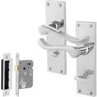 AFIT Chrome Scroll Bathroom Handle WC Lock Privacy Set 64mm in Silver | Size: 150mm x 150mm