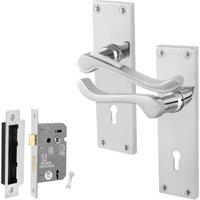 AFIT Chrome Scroll Handle Sashlock Escutcheon Set (64mm) 1 Pair in Silver | Size: 150mm x 150mm