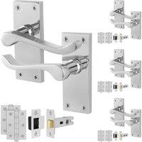 AFIT Chrome Scroll Handle Latch Hinges Set (64mm) 4 Pairs in Silver | Size: 150mm x 150mm