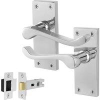 AFIT Chrome Scroll Door Handle & Latch Set 64mm 1 Pair in Silver | Size: 150mm x 150mm